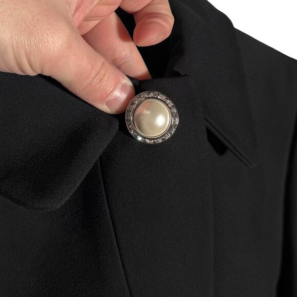 Miu Miu 2018 Pearl Buttons Crystal Lace Cuffs Black Blazer - Picture 4 of 11